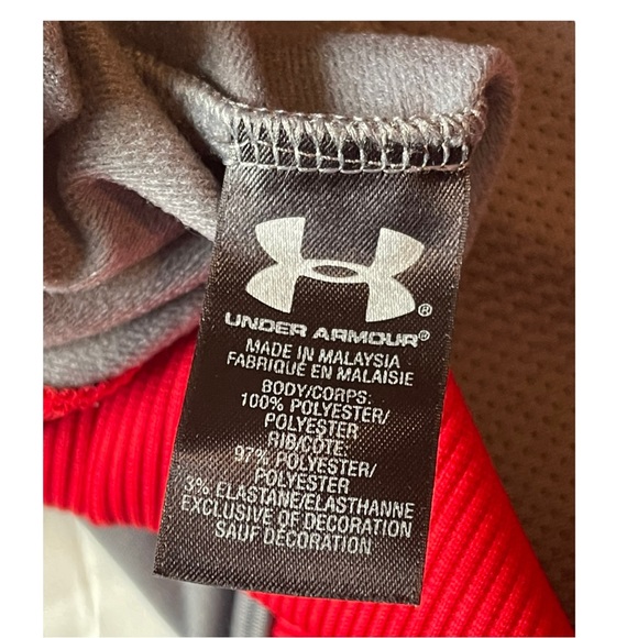 Under Armour Full Zip Wind Jacket Mens Size XL Regular Red Gray Polyester - Picture 6 of 9